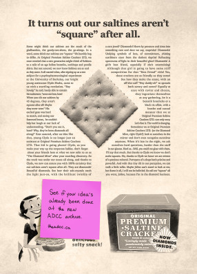 THE ADVERTISING & DESIGN CLUB OF CANADA : WAS SHREDDIES AD TURNED FROM SQUARE TO DIAMOND ORIGINAL?